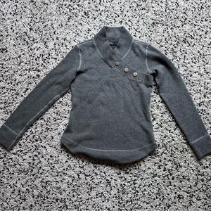 Prana Women's Button Shawl Neck Sweater Gray Pullover Wool Blend S